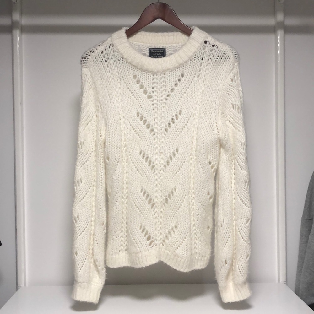 Fluffy white see through sweater